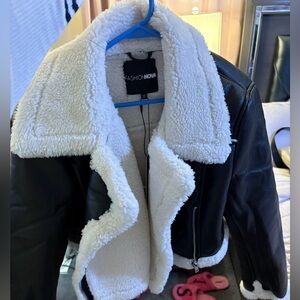 Fashion Nova Black and White Shearling Jacket